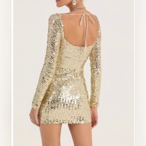 gold long sleeve homecoming dress lucy in the sky